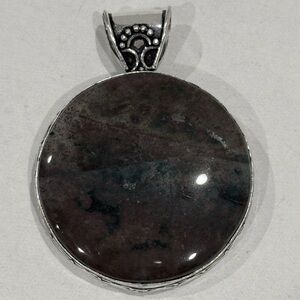 🆕 Natural Bloodstone Gemstone With Sterling Silver Big Pendant 🆕